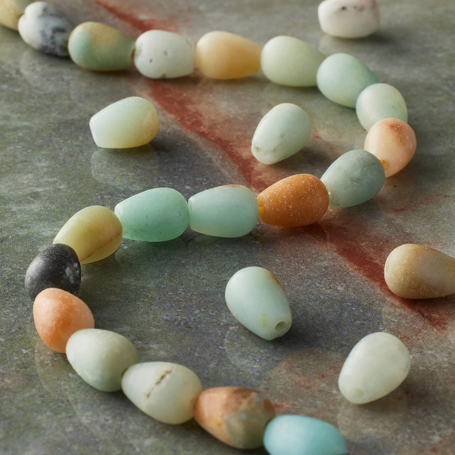 Bead Landing Multicolor Amazonite Teardrop Beads, 9mm, 12 Pack