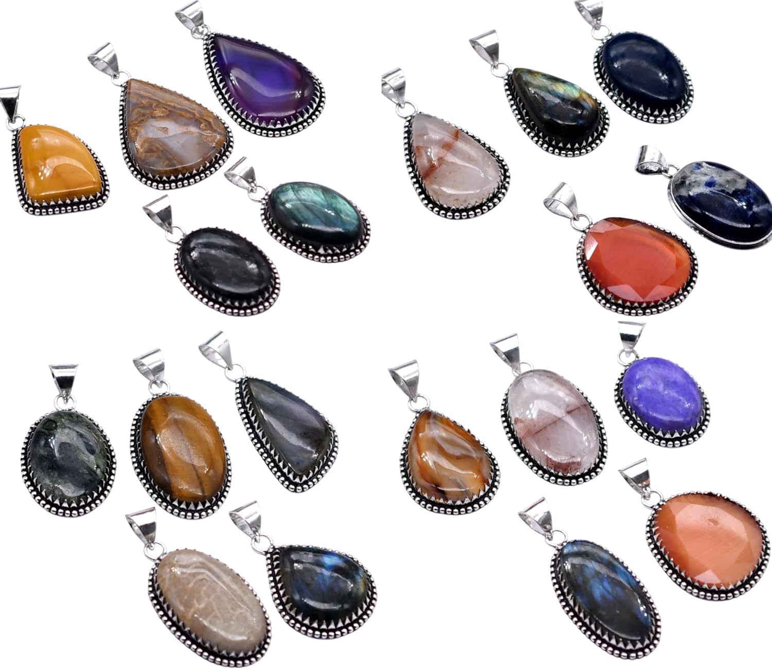 Any 100 PCS Mix Gemstones Handmade Pendant Silver Plated Mix Lot P 9230 P 9230