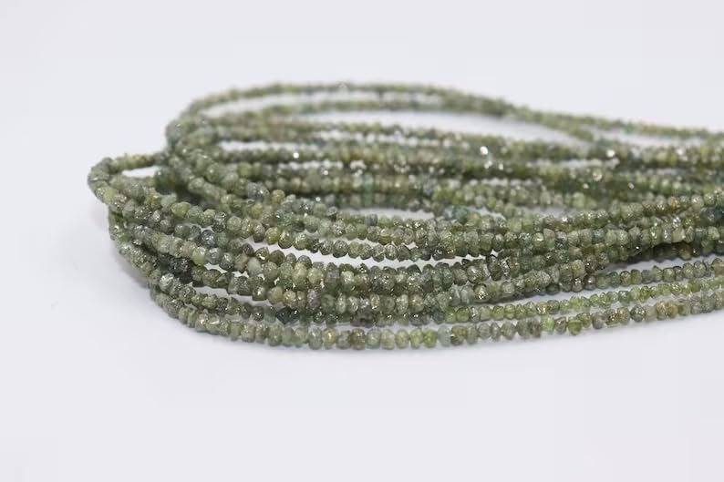 Natural Green Diamond Uncut Beads Strand Raw Diamond Beads Green Rough Uncut Diamond Beads for Jewelry Making Crafts