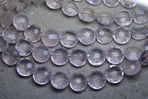 13 inch natural beads strand of 12mm faceted coin rose quartz gemstone briolletes beads for DIY jewelry - necklace, bracelet, earring, ring.