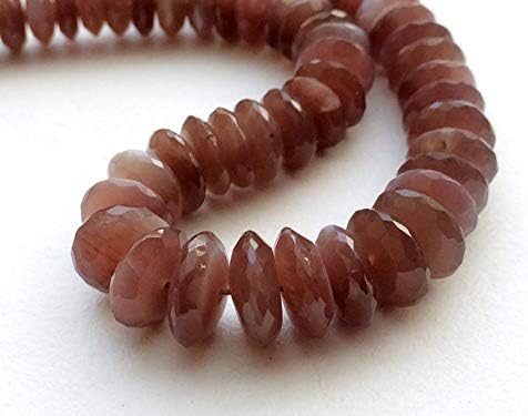 13 inch natural beads strand of 8-11mm faceted rondelle chocolate moonstone gemstone beads for DIY jewelry - necklace, bracelet, earring, ring.