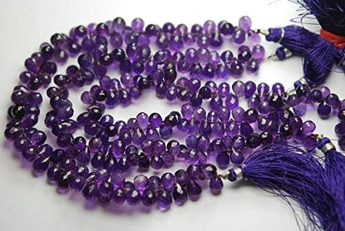 10 Inch Strand,Natural Purple Amethyst Micro Faceted Drops Shape Briolettes,7-8.5mm Code-HIGH-63450