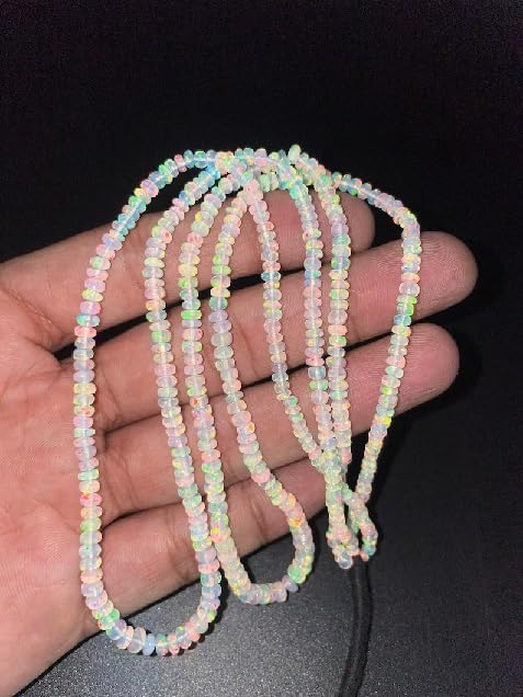 AAA+ Opal Smooth Rondelle Beads, 3-5 mm Ethiopian Opal Rondelle Beads Opal Plain Bead Red Fire Opal Beads for Making Jwelery