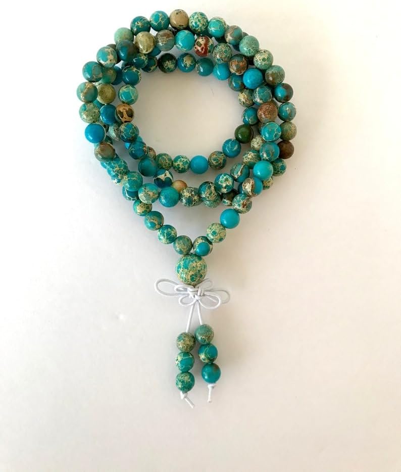 Natural Emperor Jasper 6mm 108 Mala Beads, Spiritual, Meditation Beads, Reiki, Japa Mala, Buddhist Prayer Beads, Yoga Bracelet, healing beads LKMALA-RRGU-1262