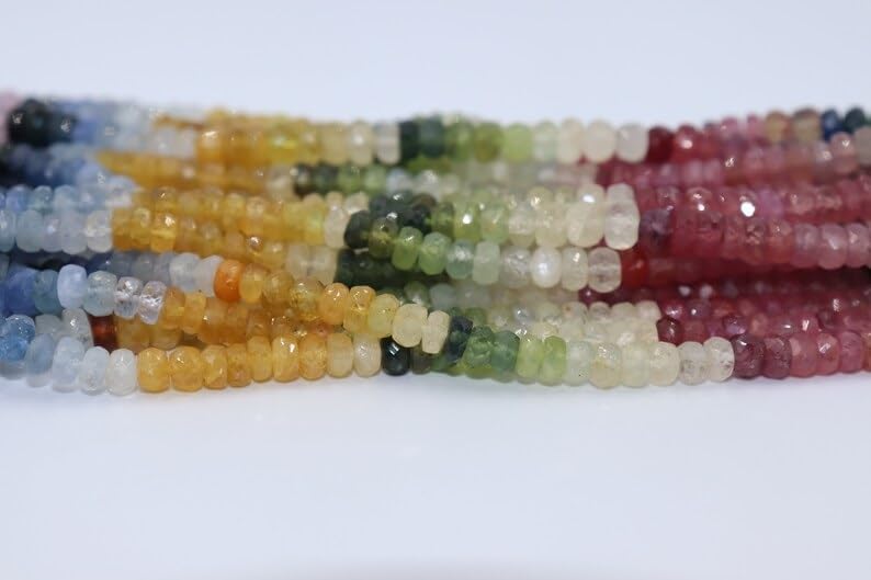 Multi Sapphire Faceted Rondelle Beads 5-5.5 mm Multi Beads Multi Rainbow Beads Multi Sapphire Beads Wholesale Beads