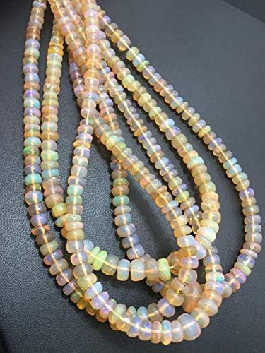 Brown Ethiopian Opal Plain Rondelle 3.5 to 6 mm 16 Inch Long/Gemstone Beads/Ethiopian Opal Beads/Brown Opal Rondelles/Welo Opal Beads Code-HIGH-60247