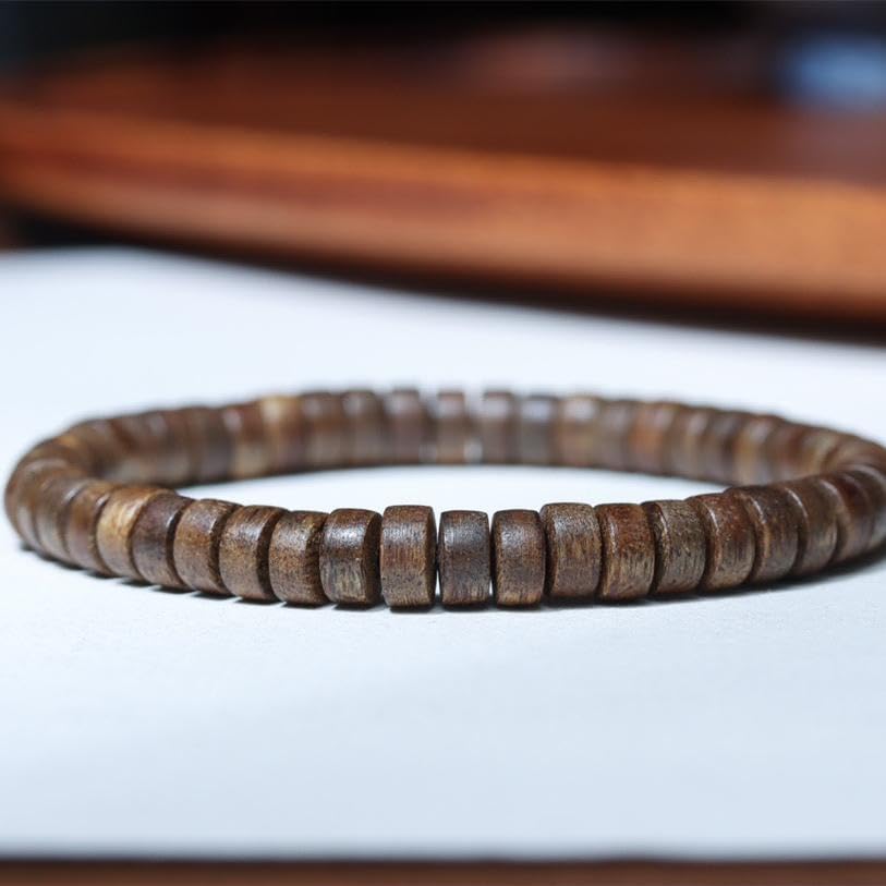 Vietnam Nha Trang White Agarwood Abalone Beads, 7mm Single Strand, Delicate Honey Aroma with Cooling Notes