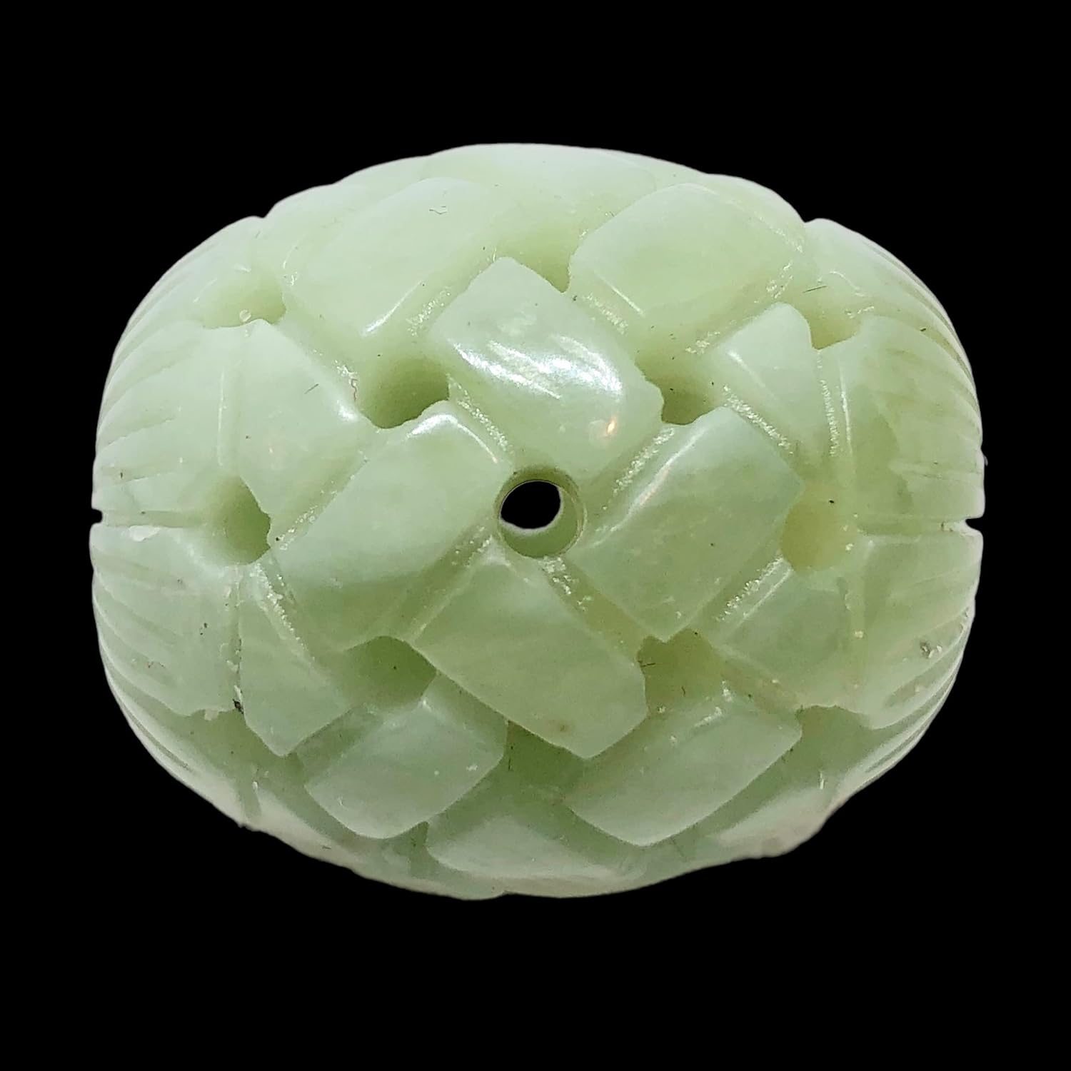 Basket Weave Carved 30x26mm Jade Barrel Bead 10798 for Jewelry Making