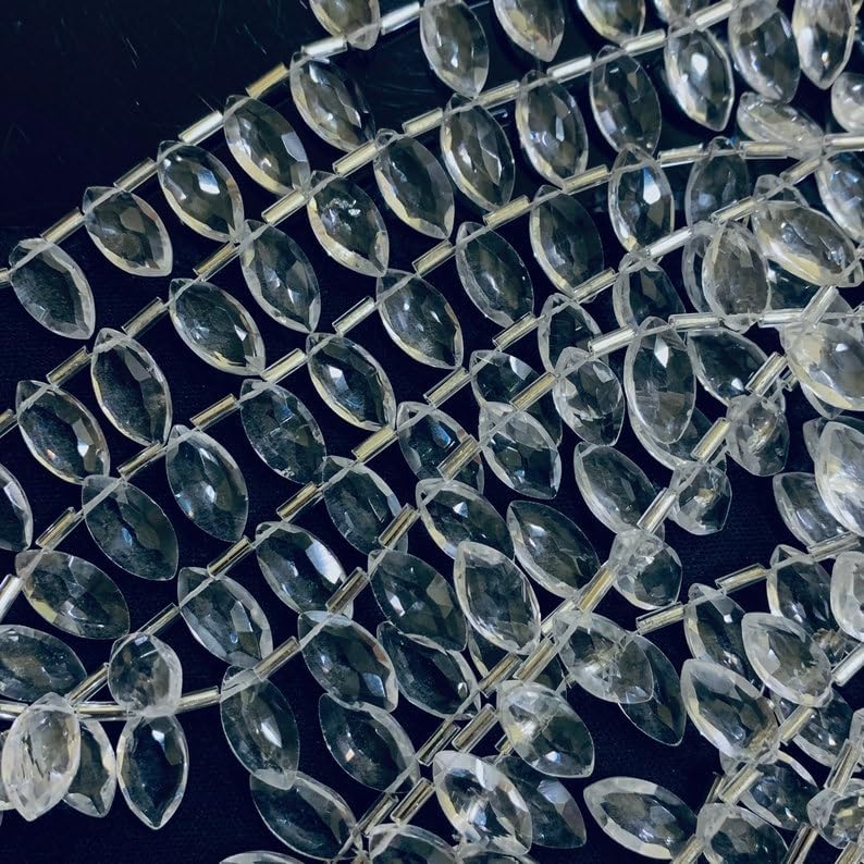 Natural Crystal Quartz Boat Smooth Beads 12X6 14X7 mm 7 inch Long String Jewelry Making Gemstone Beads for Necklace Bracelet