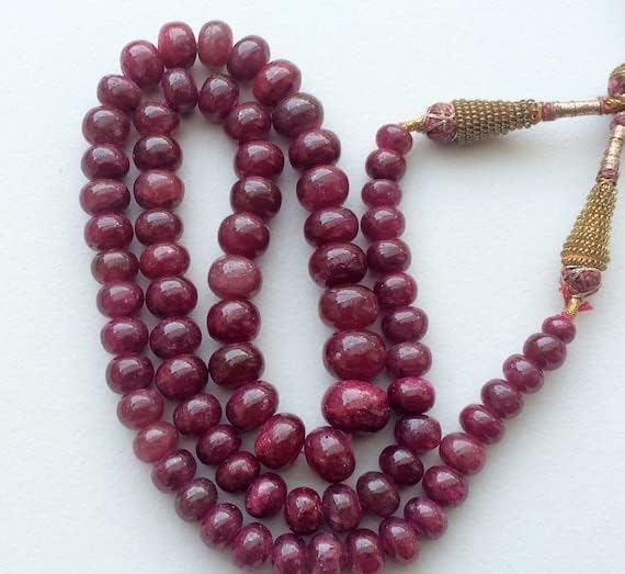 BEADS GEMSTONE 1 Strand Natural Ruby Necklace, Ruby Smooth Rondelles, 6mm To 10mm, 18 Inch Code-HIGH-15402