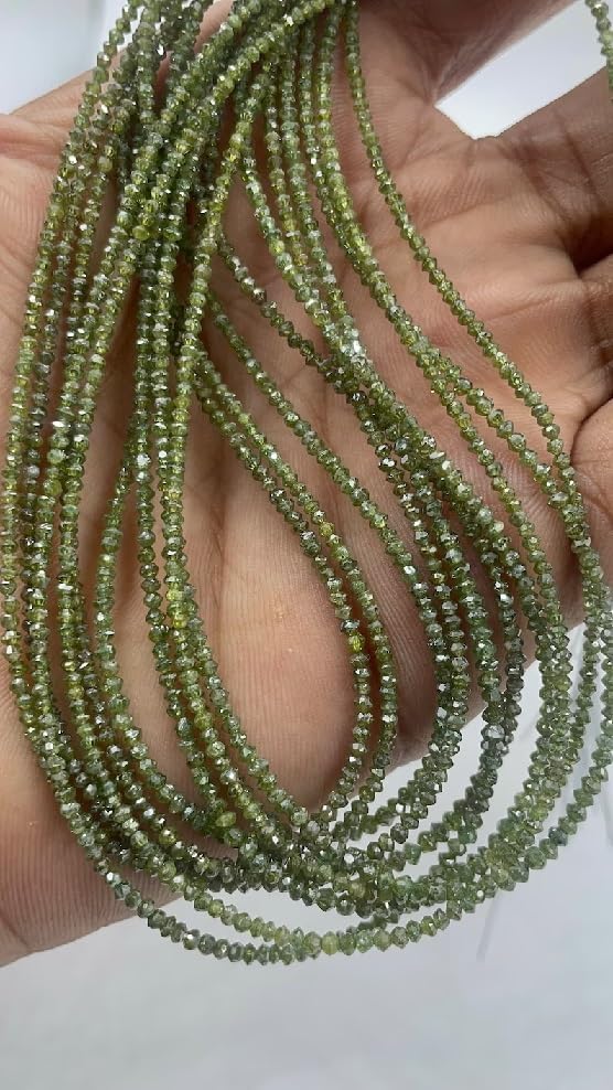 Natural Green Diamond Faceted Beads 2-2.5MM Rare Diamond Beads for Jewelry Making