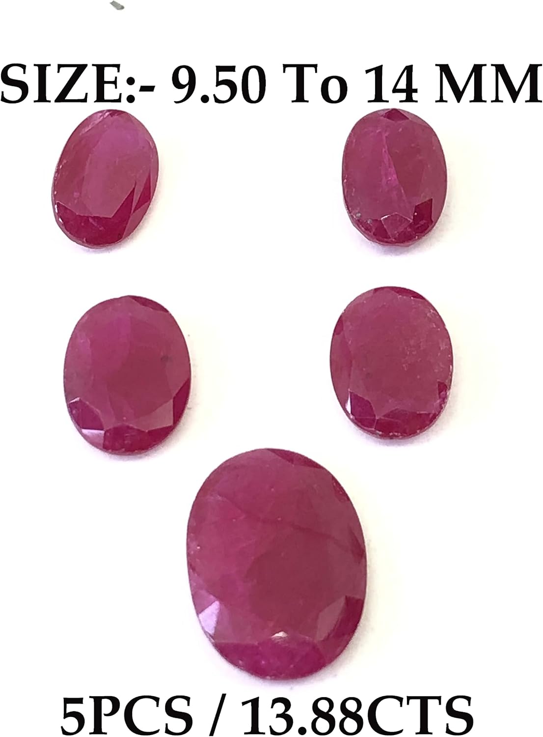 13.88 Ct Natural Ruby Oval Shape Size 9.50 To 14 mm Cut Faceted 5 Pcs Lot Loose Gemstone Perfect For Making Ring, Earring, Necklace, Pendant Jewelry
