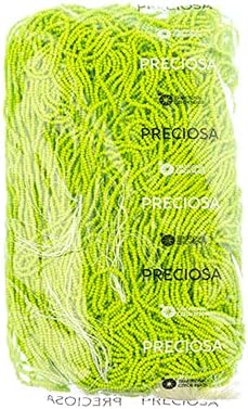 Czech Glass Seed Beads 10/0 (2.3mm Diameter) Terra Intensive Light Green Strung DIY Jewelry Making Beads - 500g Bulk Bag by Preciosa (Jablonex)
