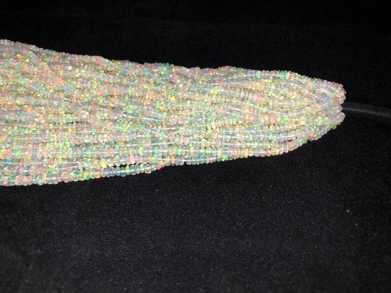AAA+ Ethiopian Opal Smooth Rondelle Bead Opal Plain Beads 3-5 mm Fire Opal Beads Flashy Opal Bead Welo Opal Bead Opal Rondelle Beads for Making Jwelery