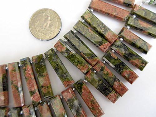natural unakite long baguette shaped step cut side drilled faceted cabochon, unakite briolette beads, unakite jewelry 4