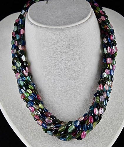 10 Line Multi Tourmaline Long Beads Necklace 19 INCHES 9 MM to 7 MM