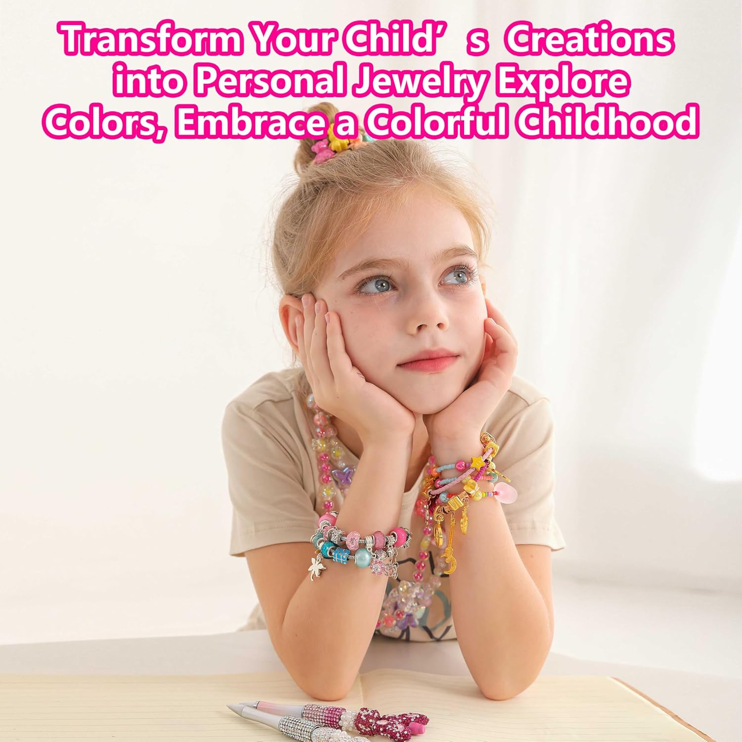 DIYJOJO Girls Treasure Gift Box, 1500pcs Jewelry Making Kits with Guided, 1 Dreamcatcher, 4 Beaded Pen, 15 Bracelet, 3 Necklace,4 Headdress, Christmas Birthday Gifts for 6-12 Year Old