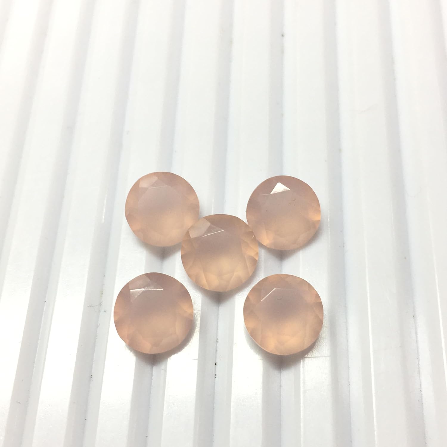Natural Pink Chalcedony Round Cut Faceted Back Pointed Loose Gemstones for Earrings Pendant & Jewelry Making (10 Pieces) Set (19x19 MM)