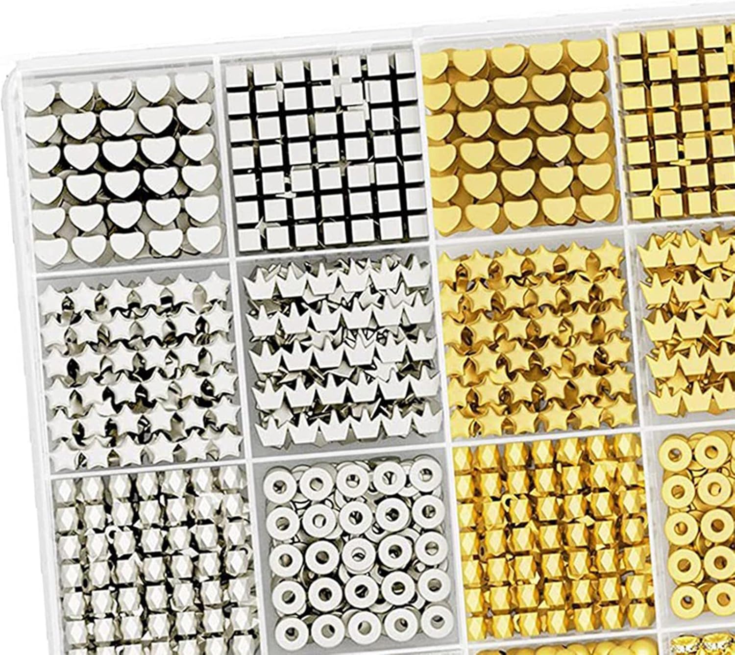 1740Pcs Spacer Beads Metal DIY Crafts Supplies Stylish Loose Beads for Pendants Charms Necklace Jewelry Findings Making Beading Supplies