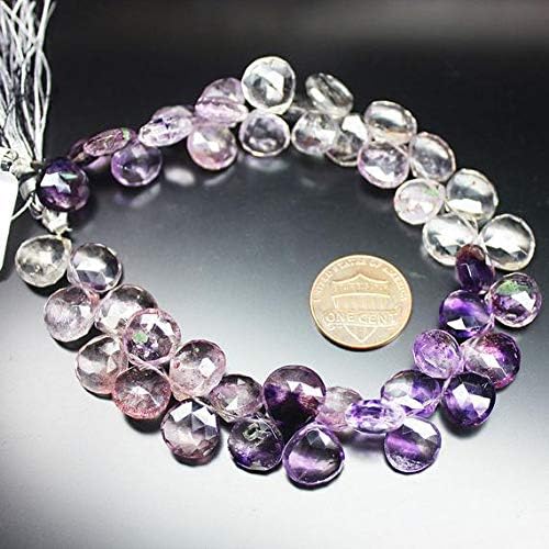 Natural Amethyst Faceted Heart Drop Briolette Gemstone Loose Craft Beads Strand 9 Inch Long 10mm Code-HIGH-26717