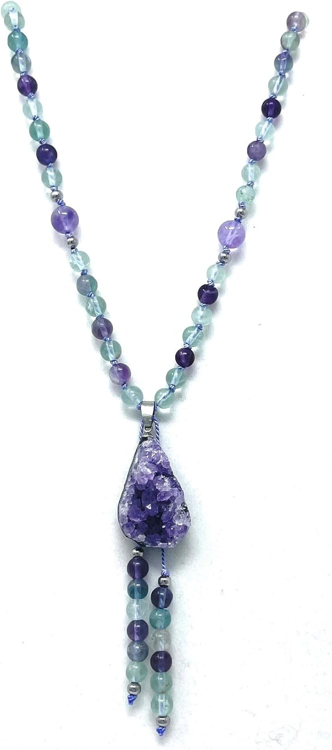 Natural multicolor fluorite 8mm 108 Mala Beads, Spiritual, Meditation Beads, Reiki, Japa Mala, Buddhist Prayer Beads, Yoga Bracelet, healing beads LKMALA-RRGU-1939, 34 inch