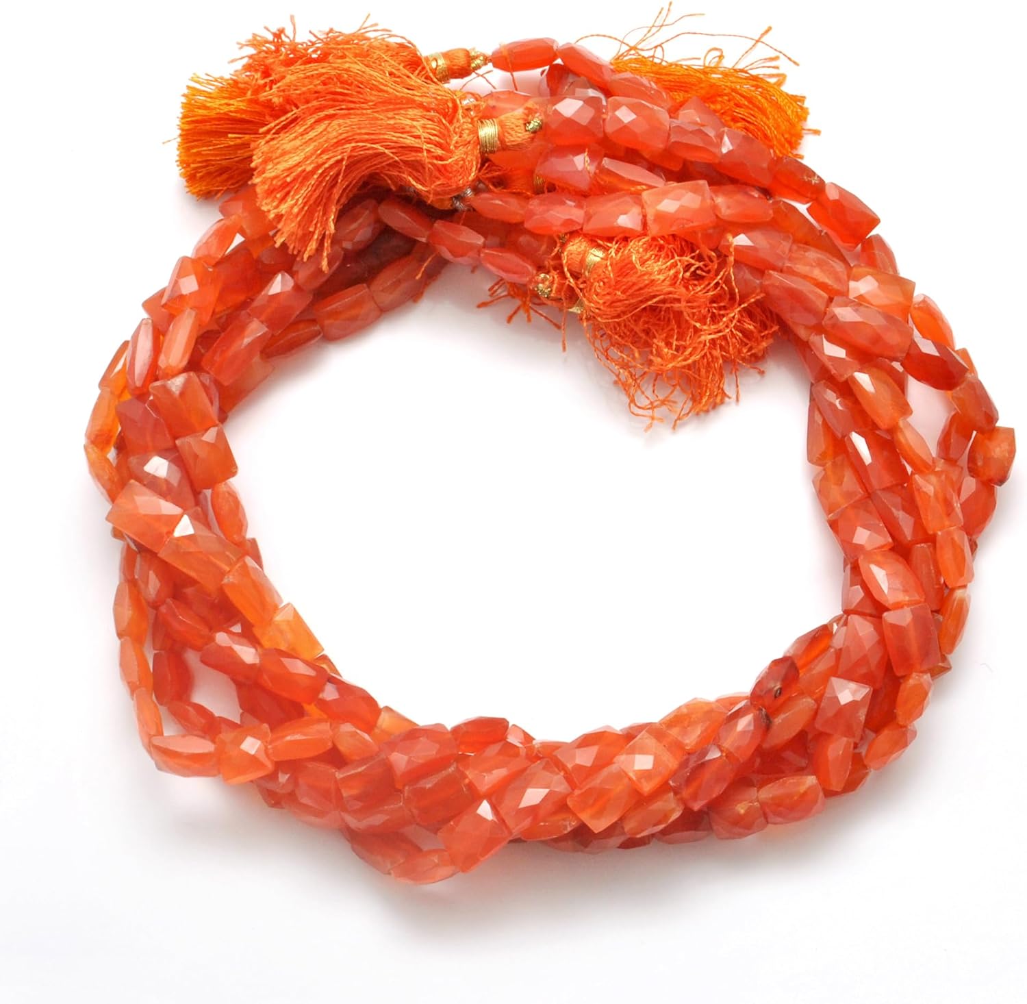 Kanika Creations Natural Carnelian Faceted Rectangle Beads 8 x 10 mm to 9 x 12 mm – 35 Pcs 16.5