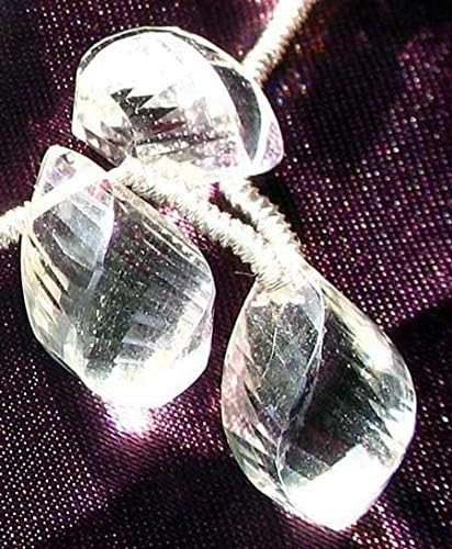 Natural Quartz Faceted Twist Briolette Bead Strand 107705 for Jewelry Making