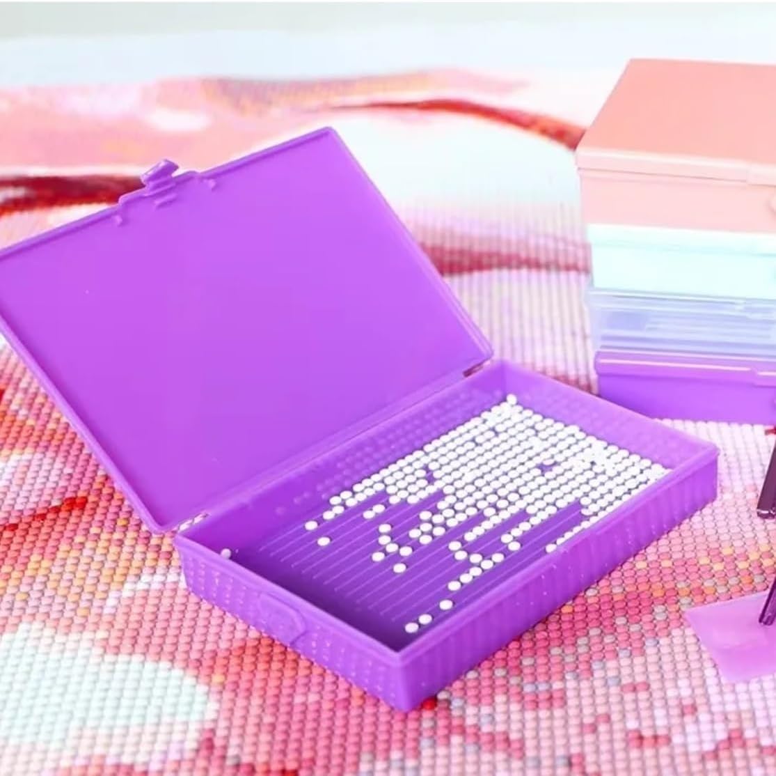 15/30pcs DIY Craft Flip Top Diamond Painting Tray Art Accessories Beading Plates Drill Storage Container Plastic Embroidery(Green,30pcs,Type2)