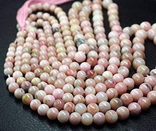 LOVEKUSH LKBEADS Natural Pink Opal Smooth Round Ball Gemstone Craft Loose Beads Strand 14 Inch Long 9mm 7mm Code-HIGH-683