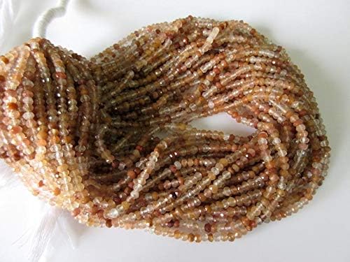 13 inch natural beads strand of 3.5mm faceted rondelle rutile quartz gemstone beads for DIY jewelry - necklace, bracelet, earring, ring.