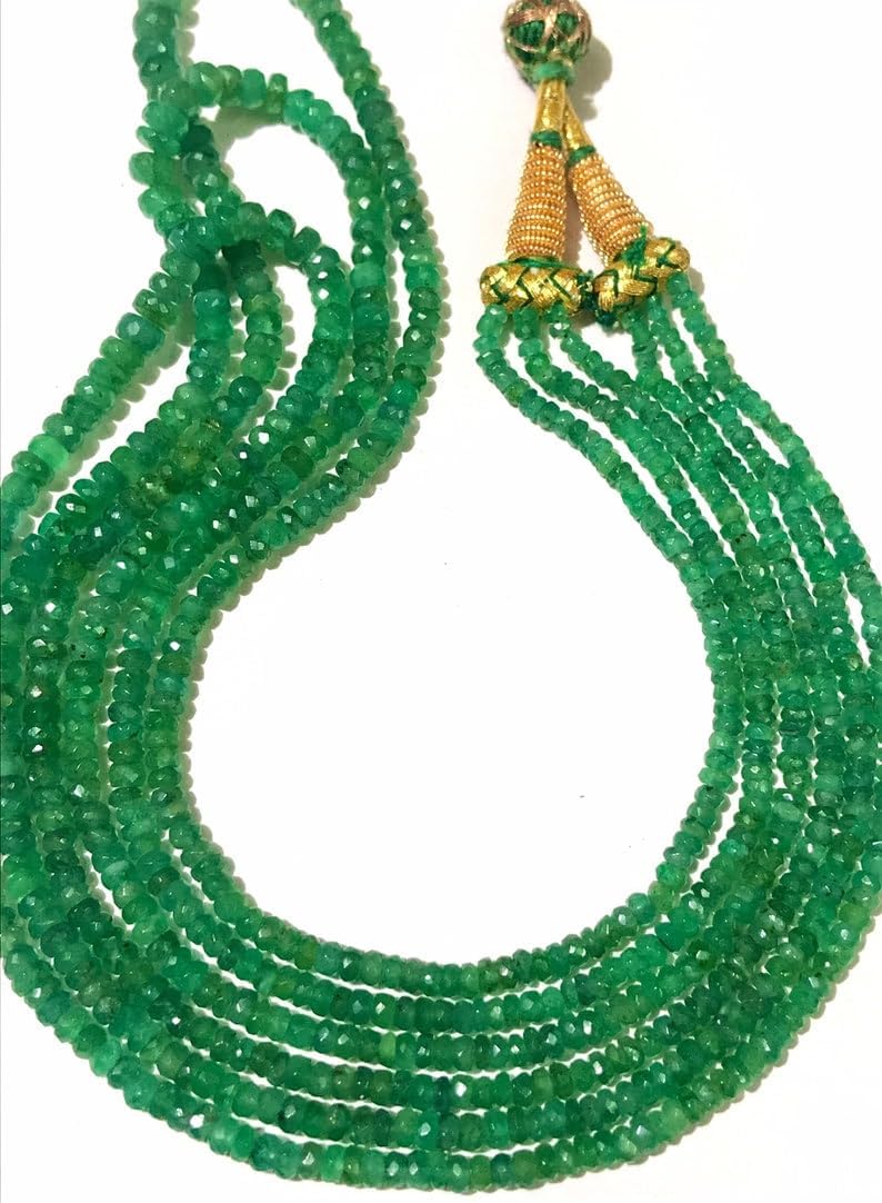 Natural EMERALD NECKLACE RONDELLE faceted Beads 3X5MM 18 inch long string jewelry making gemstone beads for necklace bracelet