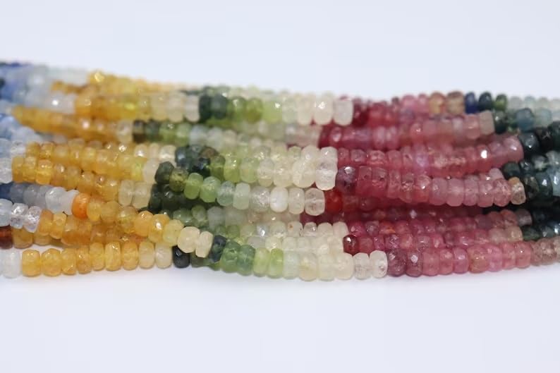 Multi Sapphire Faceted Rondelle Beads 5-5.5 mm Multi Beads Multi Rainbow Beads Multi Sapphire Beads Wholesale Beads