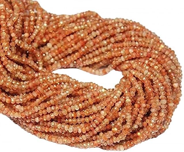 Orange Fire Sunstone Micro Faceted Loose Rondelle Gemstone Craft Beads 13