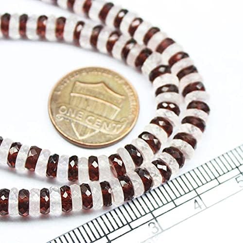 Shaded Multi Red Garnet White Quartz Faceted Wheel Tyre Rondelle Gemstone Craft Beads Strand 18