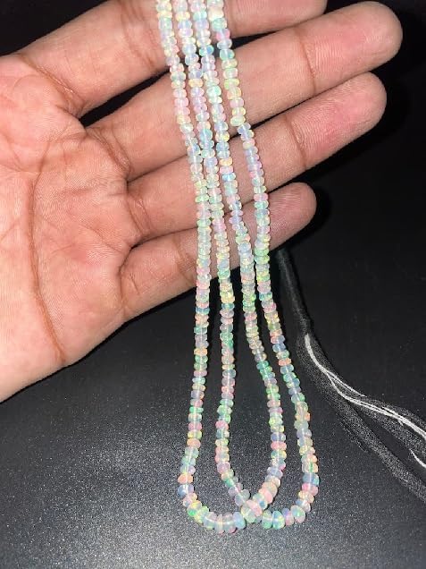 AAA+ Opal Smooth Rondelle Beads, 3-5 mm Ethiopian Opal Rondelle Beads Opal Plain Bead Red Fire Opal Beads for Making Jwelery