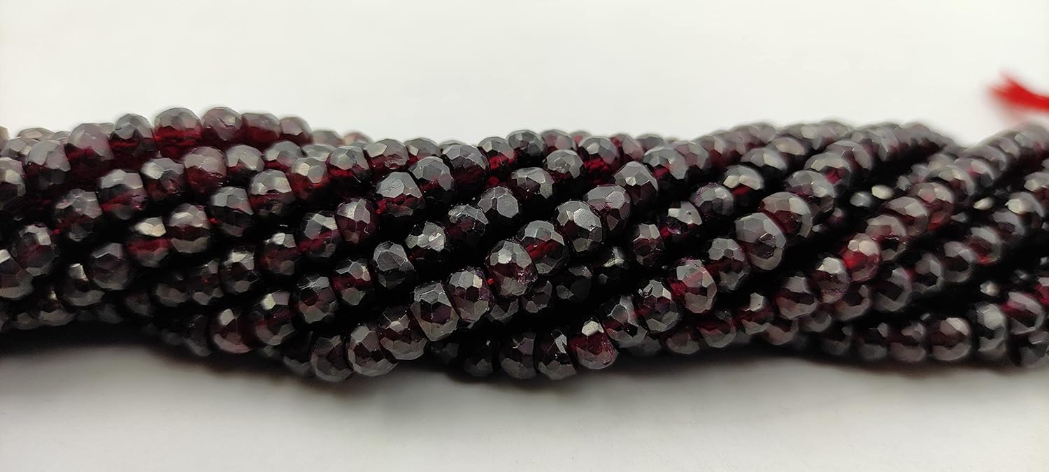 Hanumat Gems Lot of 2 Strand Beautiful Natural Red Garnet Faceted Rondelle Shape Gemstone Beads,Garnet Rondelle Beads,Garnet Faceted Beads,5.00-6.00 MM Beads,13 Inches Strand