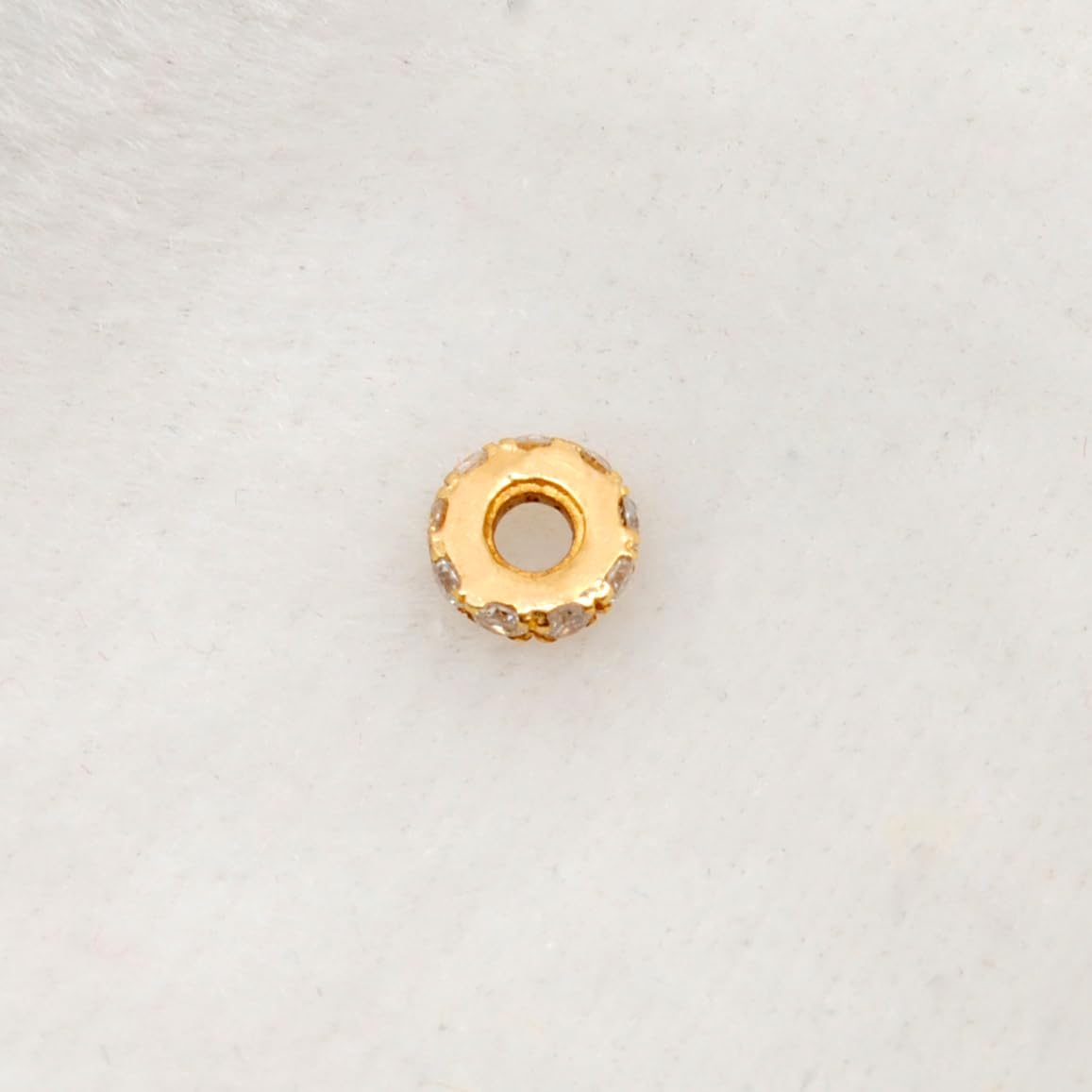 Kanika Creations 14k Solid Yellow Gold Pavé Diamond 4mm Wheel Spacer Bead – Fine Jewelry Finding for DIY Jewelry & Beading