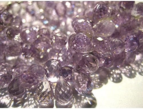 13 inch natural beads strand of 7x11- faceted drop pink amethyst gemstone briolletes beads for DIY jewelry - necklace, bracelet, earring, ring.