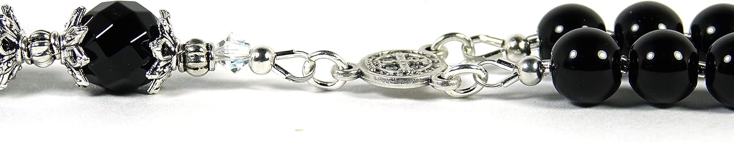 Serve and Protect Catholic Prayer Beads St Michael Chaplet Policemen Agate Natural Gemstone beads with Blessed with Anointing Oil