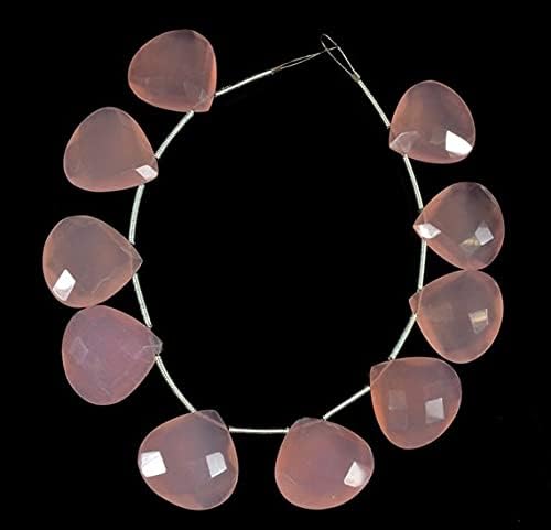 7 inch Strand of Natural Chalcedony 18x18mm pear Faceted briolette Beads for DIY Jewelry Making. |BRIO_01933