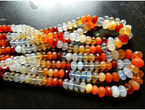 Fire Opal Bead, Mexican Fire Opal, Opal Beads, Opal Faceted Rondelles, 16 Inch Strand, 6mm to 10mm Each