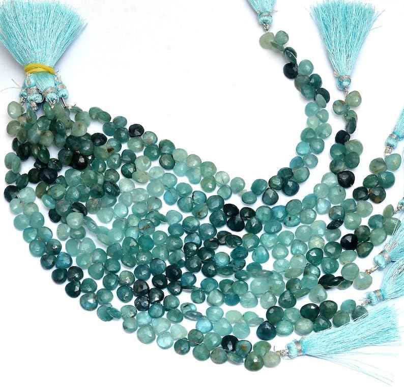 8 inch Strand of Natural grandidierite 5-6mm Heart Smooth briolette Beads for DIY Jewelry Making. |BRIO_03535