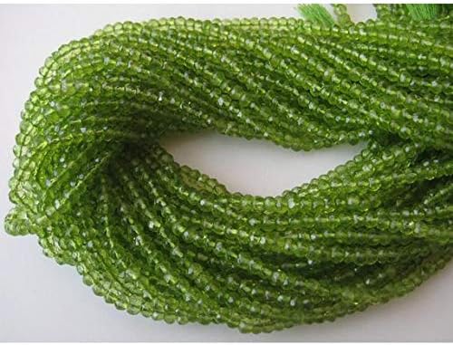 1 Strand Natural Green Coated Quartz, Micro Faceted Rondelle Beads, 4mm Beads, 14 Inches Code-HIGH-16569