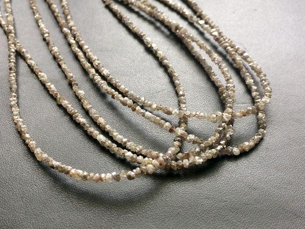 2-2.5mm Light Brown Uncut Rondelle Diamond Beads, Natural Rough Diamond Rondelle, Uncut Diamond Beads for Jewelry (4IN to 16IN) - DDP205, 2 MM - 2.5 MM, 16 in