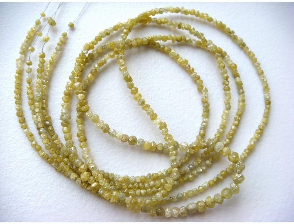 1.5mm To 2.5mm Yellow Rondelle Beads, Yellow Raw Diamonds, Conflict Free Diamond, Rough Diamonds, Natural Diamond Rondelle (4IN To 8IN), 1.5-2.5 MM