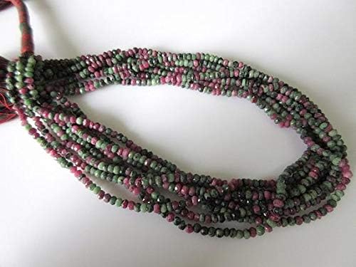 5 Strands Wholesale Ruby Zoisite Beads, Faceted Rondelle Beads, 4mm Gemstone Beads, 13.5 Inch Strand Code-HIGH-50080