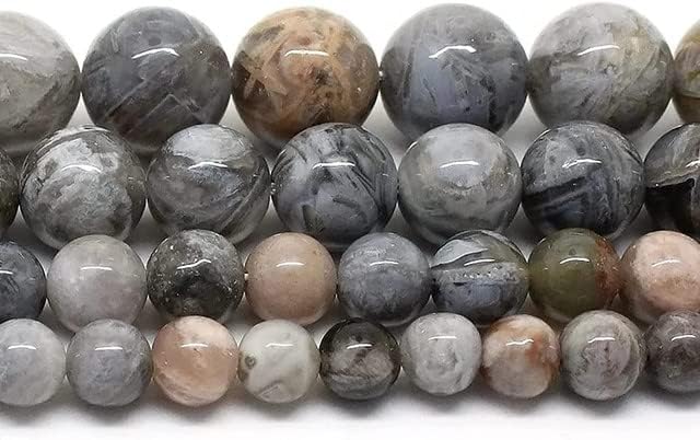 1 Strand Natural Bamboo Agate Stone Beads /8mm Round Loose Beads for Jewelry Making DIY Charm Bracelets, Necklace 15inches CHIK-STNRD-20858