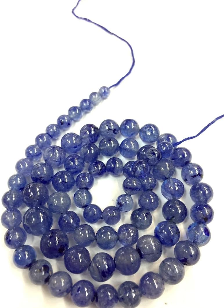 13 inch Strand of Natural gem Blue Sapphire, 4-10mm Round Smooth Beads for DIY Jewelry Making. | Beads_01997