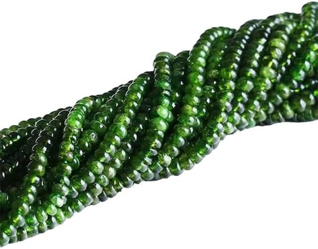 Natural Dark Green Chrome Diopside Alalite Rondelle Wheel Loose Beads 15.5