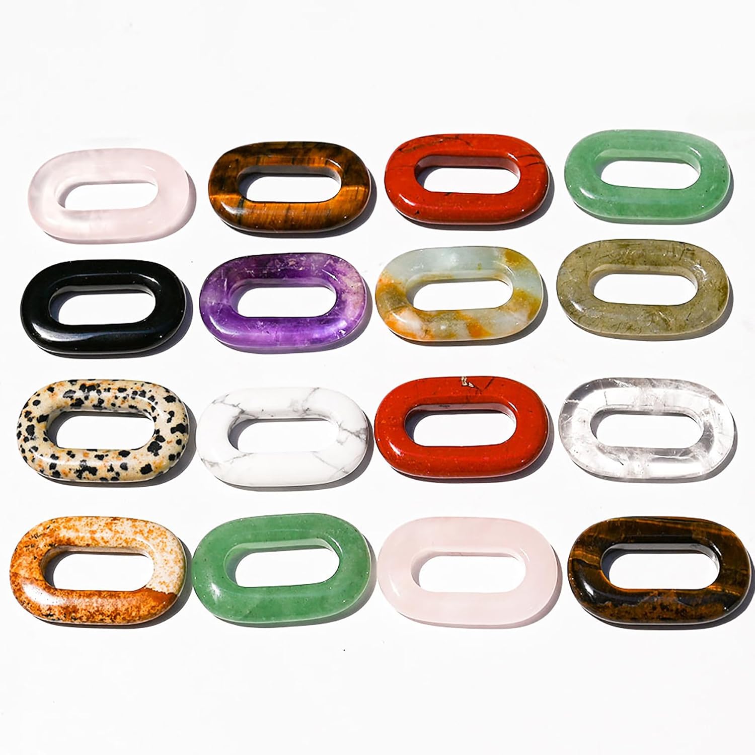 Crystal Beads O Shape Charms Natural Stone Beads Semi-precious Chakra Gems Jewelry Making Quartz Feng Shui Amulet Ornament Craft-Making DIY Spiritual Animal Love Wealth